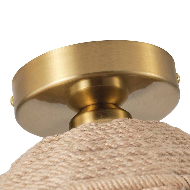 Farmhouse 1-Light Handmade Hemp Rope Weaving Semi Flush Mount Ceiling Light