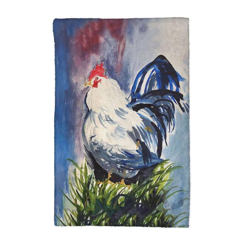 Blue & White Rooster Kitchen Towel - 16x25