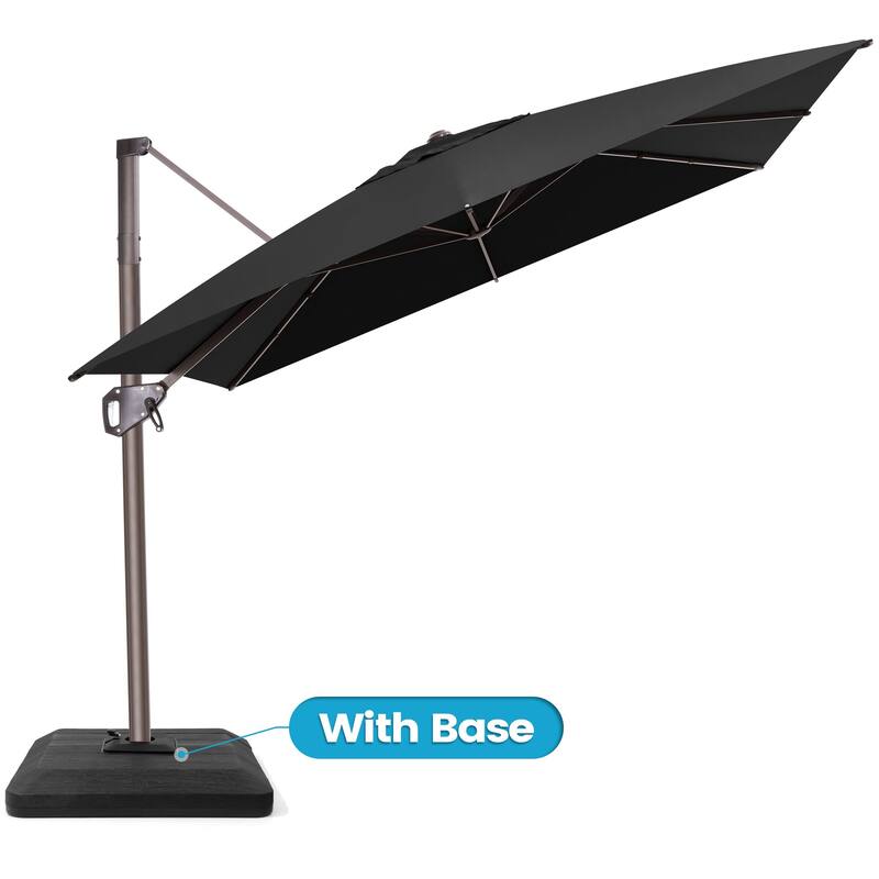 Outdoor 11 x 9 FT Patio 360 Degree Rotation Cantilever Umbrella with 4-Piece Umbrella Base