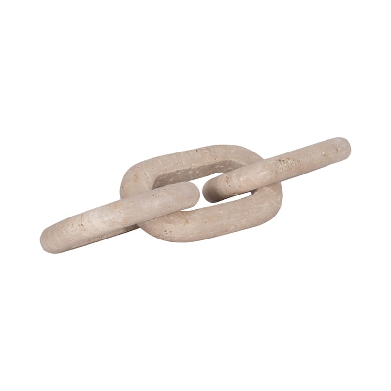 Sagebrook Home's Travertine 14-inch Tan 3-link Chain Decor - Timeless Decorative Object for a Sophisticated Touch