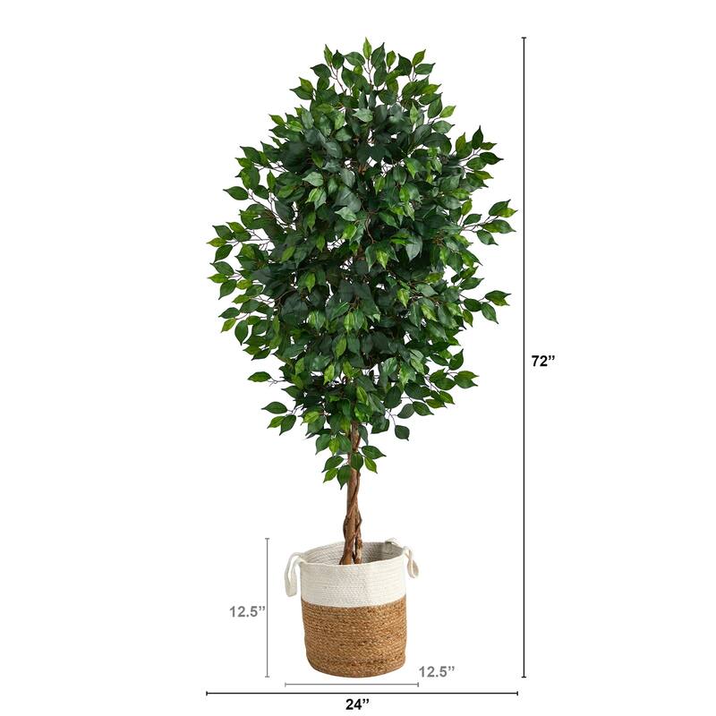 Artificial French Flair Tree - 6ft Green Indoor Plant in Jute Planter - Elegant Home Decor - 41-50 Inches
