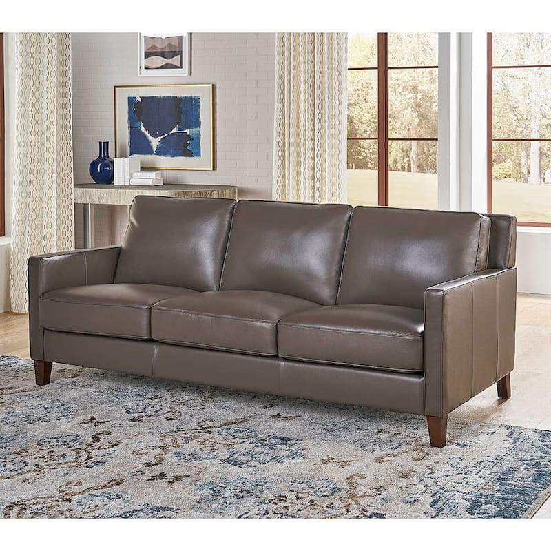 Hydeline Ashby Top Grain Leather Sofa With Feather, Memory Foam and Springs