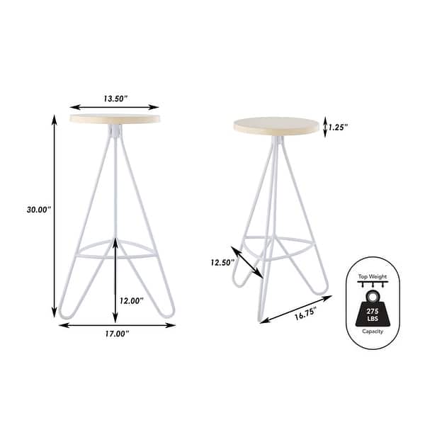 dimension image slide 2 of 4, Trinity Modern Round Metal Backless Bar Stool with Hairpin Legs and Integrated Footrest for Kitchen Island & Home Bar