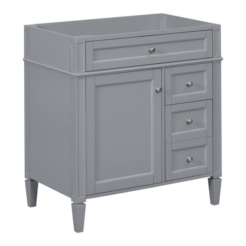 Roomfitters 30" Vanity Base Only, Modern Bathroom Cabinet with 2 Drawers and Tip-out Tray, Basin Not Included