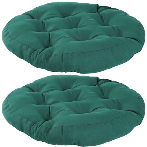 Sunnydaze Olefin Tufted Large Round Floor Cushion - Set of 2 - Dark Green