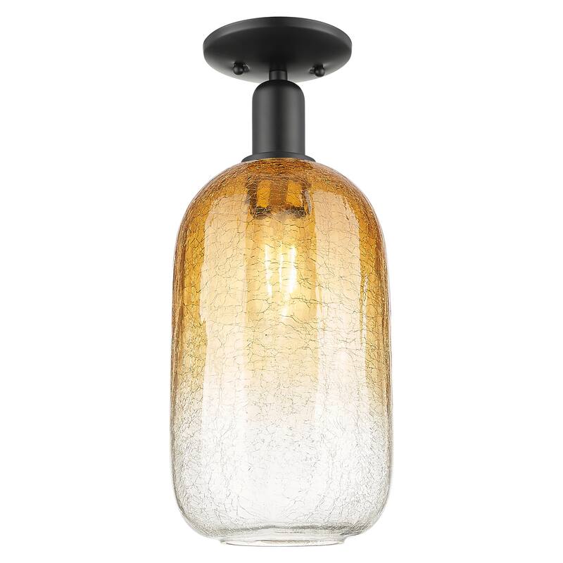 Innovations Lighting Downtown Urban - Brookhaven Cloche - 1 Light 7" Semi-Flush Mount Light - Amber Shade/Matte Black