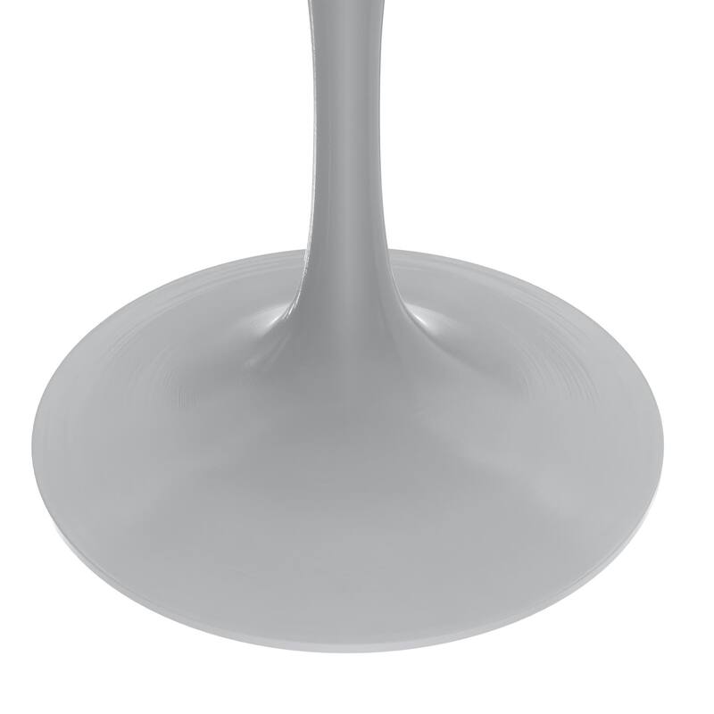 LeisureMod Verve 48" Round Dining Table with Stone TableTop and White Steel Base for Kitchen & Dining Room