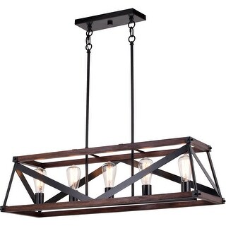 Vaxcel Lighting H0268 Wade 5 Light 37" Wide Linear Chandelier - Bed ...