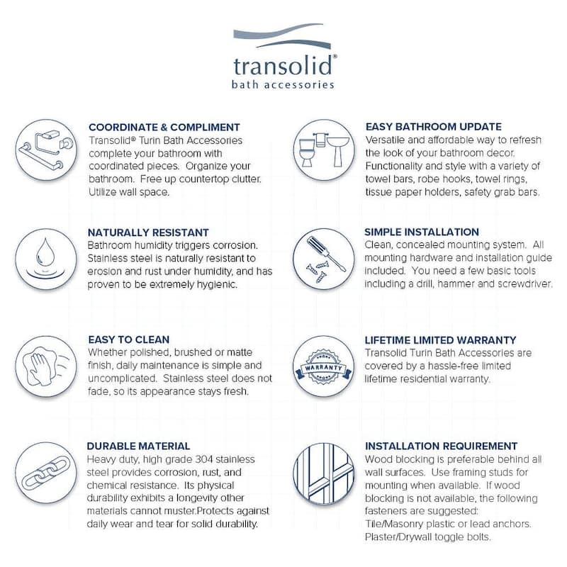 Transolid TRH Turin Single Robe Hook