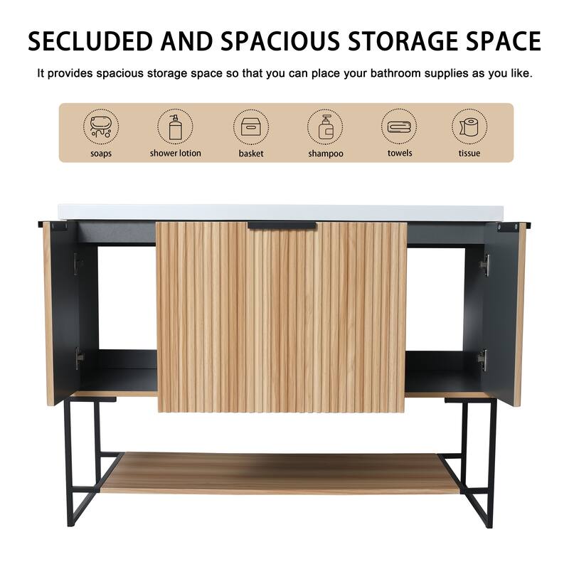 Malwee 24"/30"/48" FreeStanding Bathroom Vanity, Floor Stand Bathroom Vanity with Resin Top,Soft Close Door & Drawer