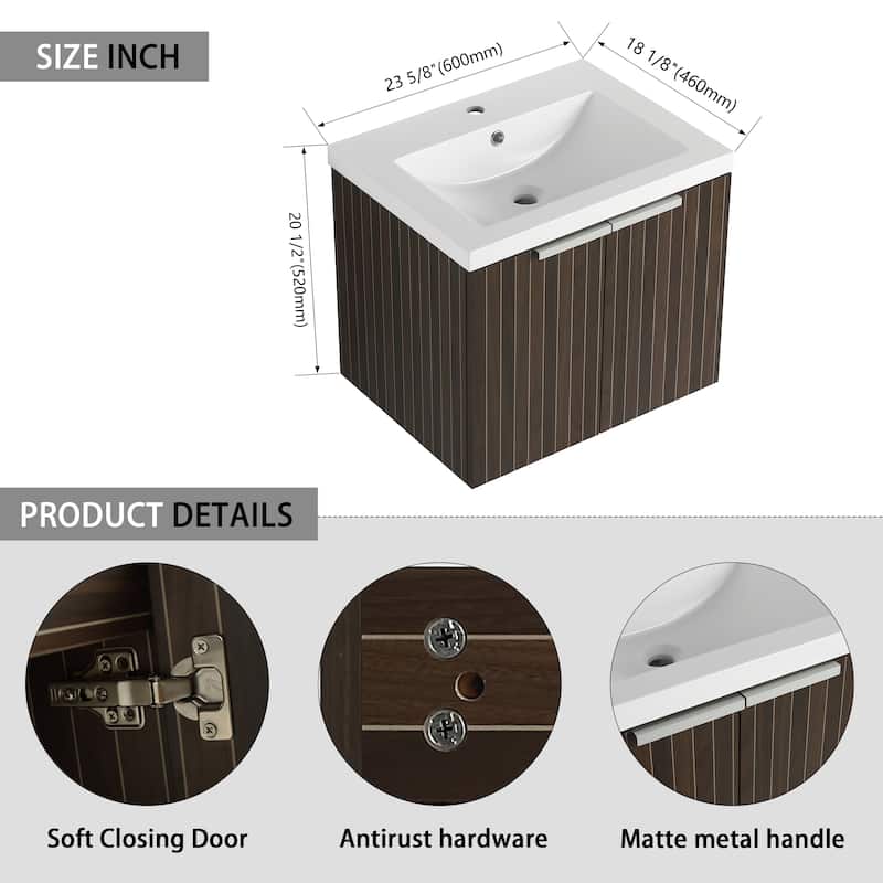 Bathroom Vanity With Sink In 24/30/36 Inch, Floating Bathroom Vanity With Soft Close Door