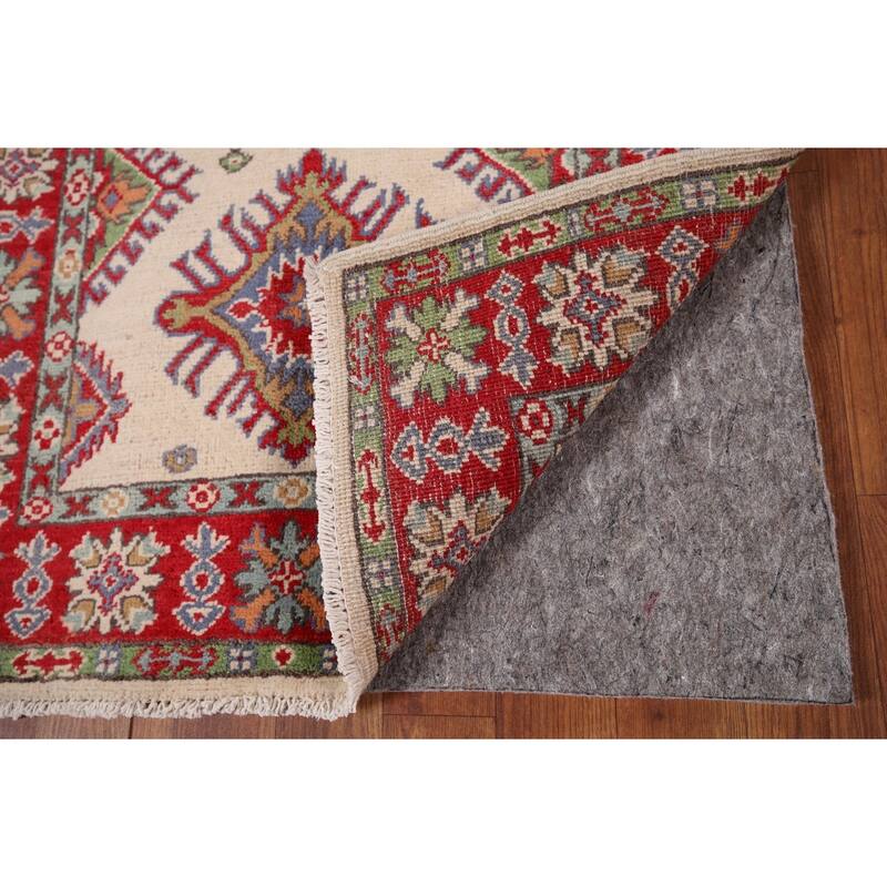 Ivory Kazak Oriental Accent Rug Hand-Knotted Wool Carpet - 2'7" x 3'11"
