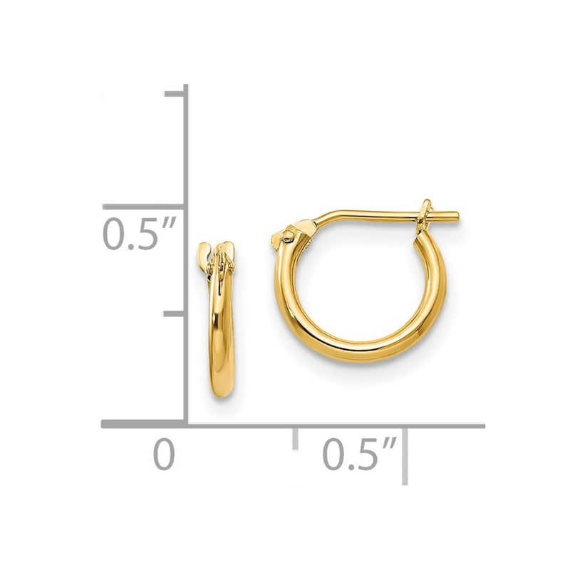 Curata 14k Yellow Gold Girls Small 1.25x8mm Hoop Earrings