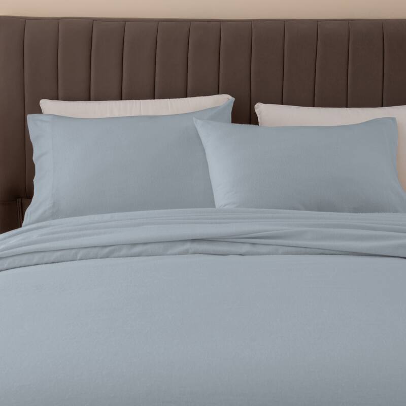 Ultra Soft 100% Turkish Cotton Flannel Double Brushed Solid Sheet Set
