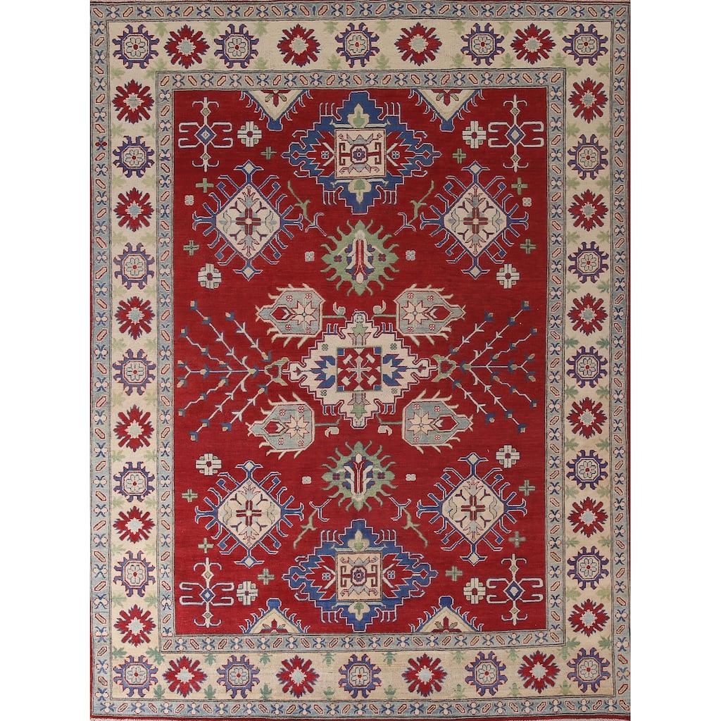 Traditional Red Kazak Area Rug Handmade Wool Carpet - 8'2" x 9'10"