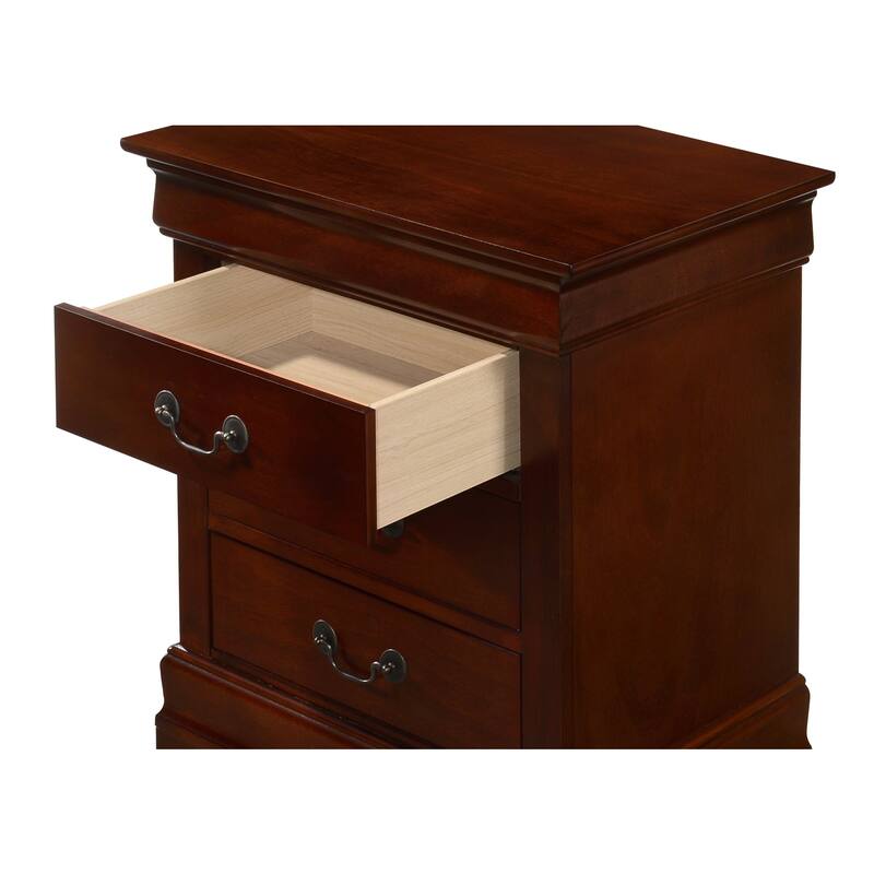 Cherry Nightstand 29x21x16 with Three Spacious Drawers, Compact Bedside Table for Storage and Warm Stylish Finish Decor