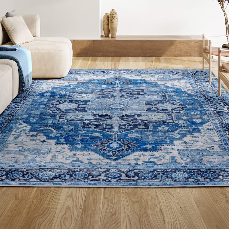 JONATHAN Y Marrakesh Ornate Medallion Machine Washable Area Rug