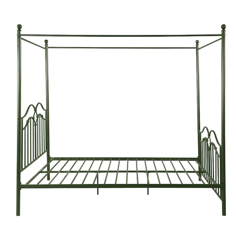 Christopher Knight Home - Voss Queen Iron Canopy Bed Frame with Four-Post Canopy Design