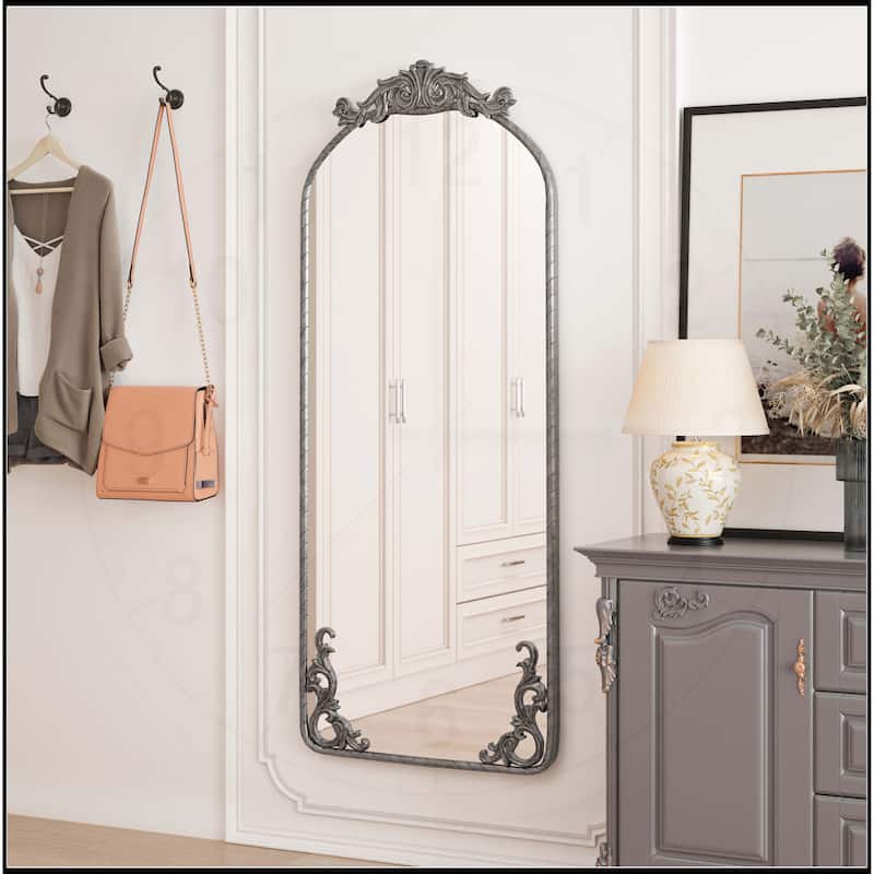 58"x24" Arched Full Body Mirror - Antique Silver