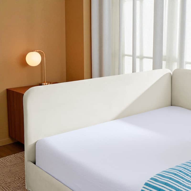 Twin Size Upholstered Platform Sofa Bed with Velvet Cushions and 2 Storage Drawers, Convertible Daybed Frame