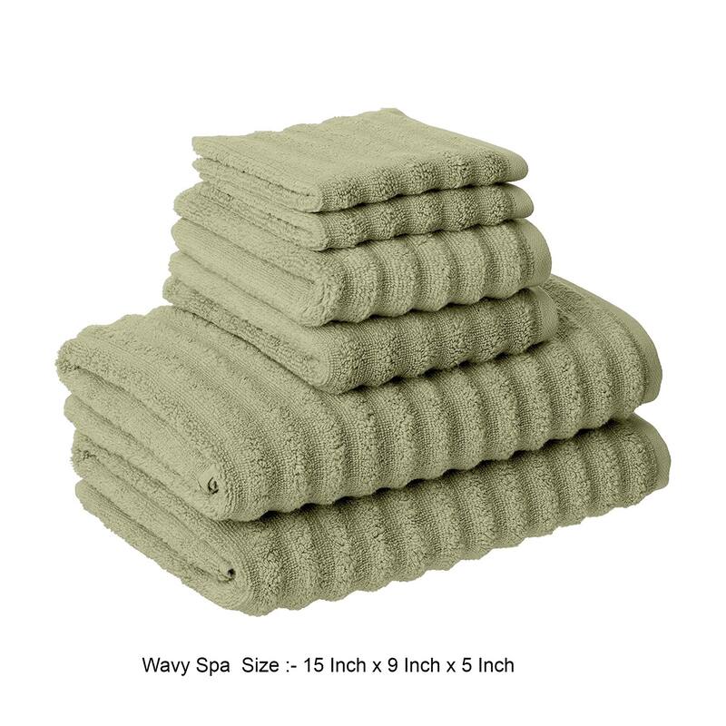 Cora 6 Piece Soft Egyptian Cotton Towel Set, Classic Textured, Mint
