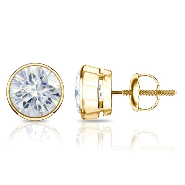 Auriya 14k Gold 1ctw Bezel-set Round Moissanite Stud Earrings - 5 mm. Opens flyout.