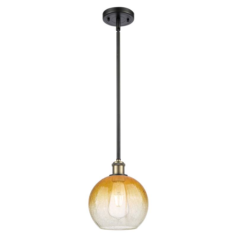 Innovations Lighting Endless Possibilities Ballston - Brookhaven Globe - 1 Light 8" Stem Hung Mini Pendant - Black Antique Brass/Amber
