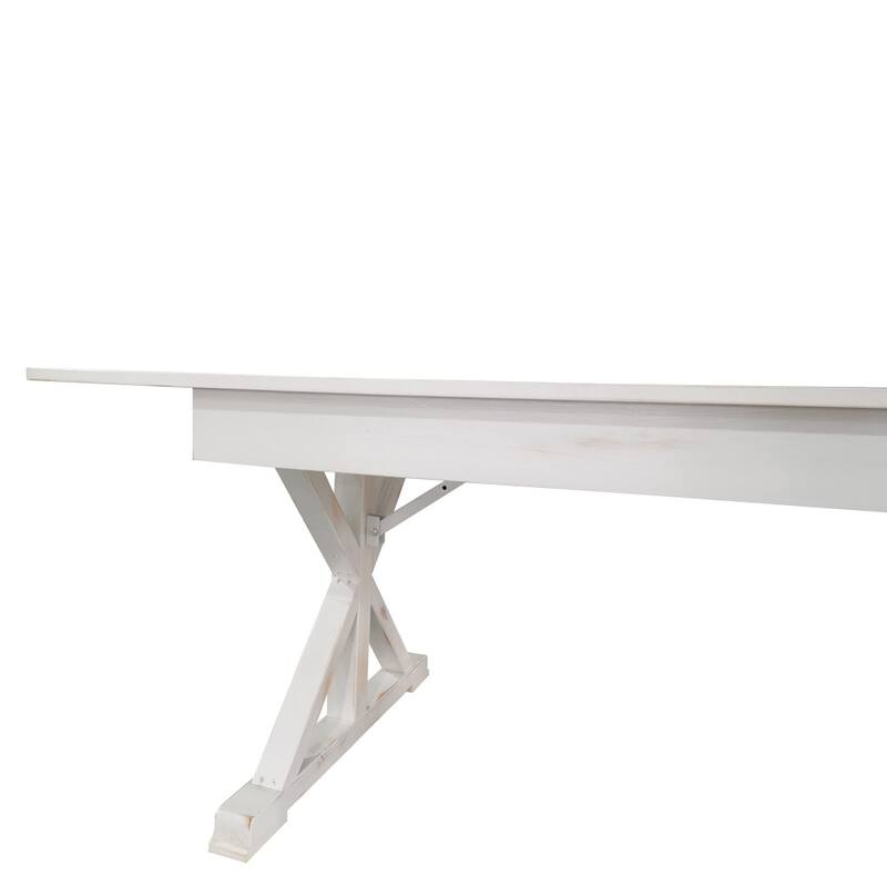 8' x 40" Rectangular Antique Rustic Solid Pine Folding Dining Table