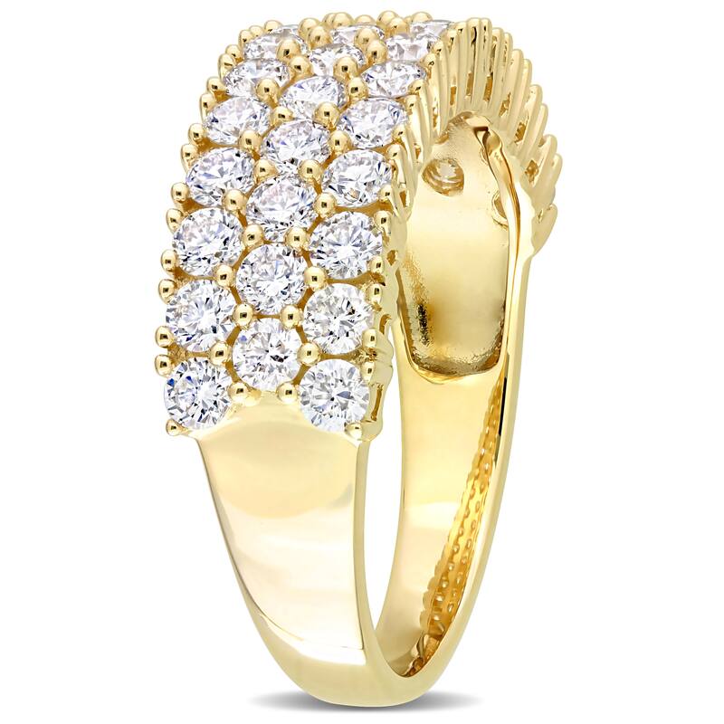 Miadora 1-3/4ct TDW Diamond Triple Row Semi-Eternity Ring in 14k Yellow Gold