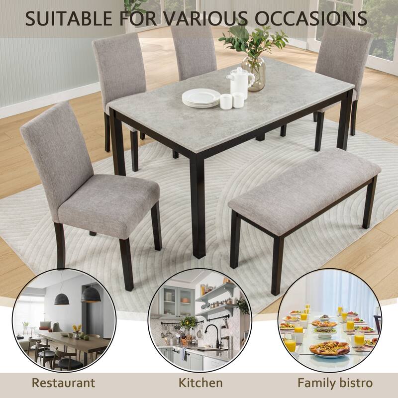 5-piece Wooden Dining Table Set with 4 Chairs, Dining Table Set for 4 People, Modern 4 Person Dining Table Set