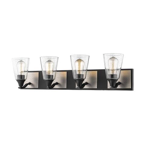 Matte Black/Brushed Pewter Bathroom Vanity Light- 4 Lights