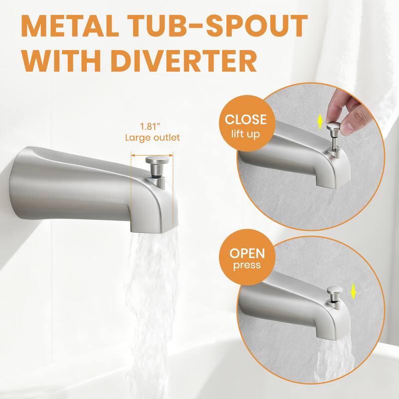 8-Inch Brushed Wall-Mounted Shower System with Rainfall Showerhead and Zinc Alloy Handle