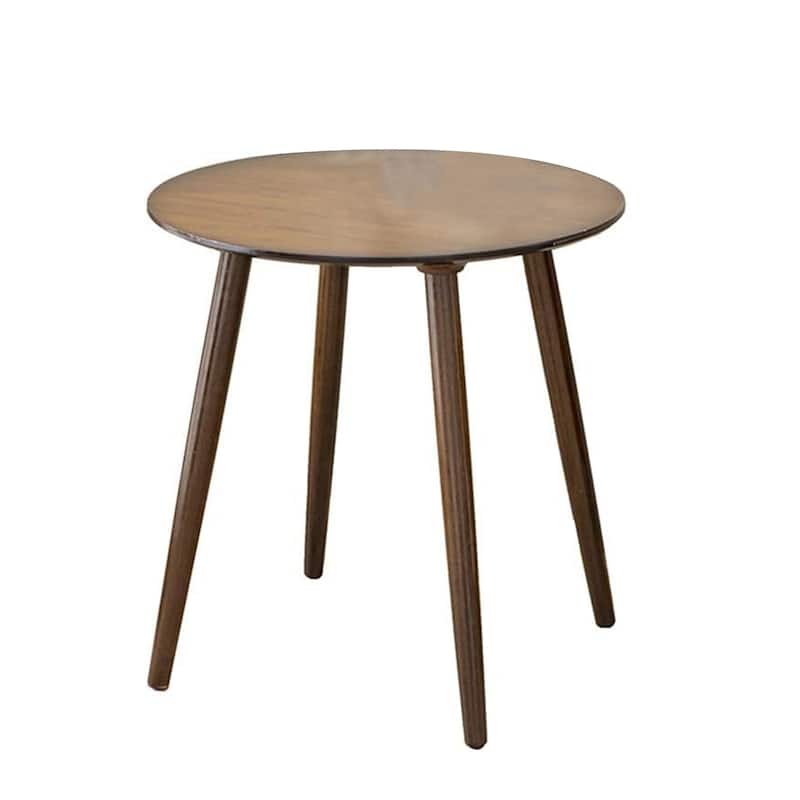 Ary Side End Table, 24 Inch Round Walnut Brown Wood Top, Angled Legs