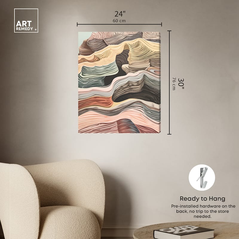 Art Remedy Coyote Tan Gallery Wrapped Boho Abstract 1 Piece Canvas Wall Art