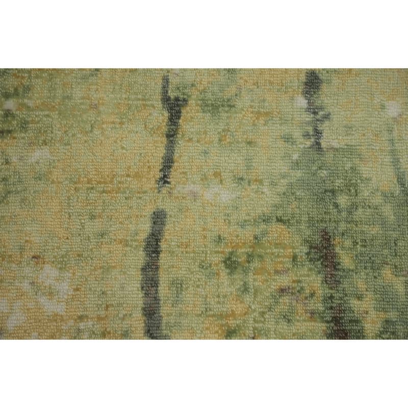 Hand-knotted Modern Silk Green Abstract Oriental Area Rug - 7' 11'' X 4' 11''