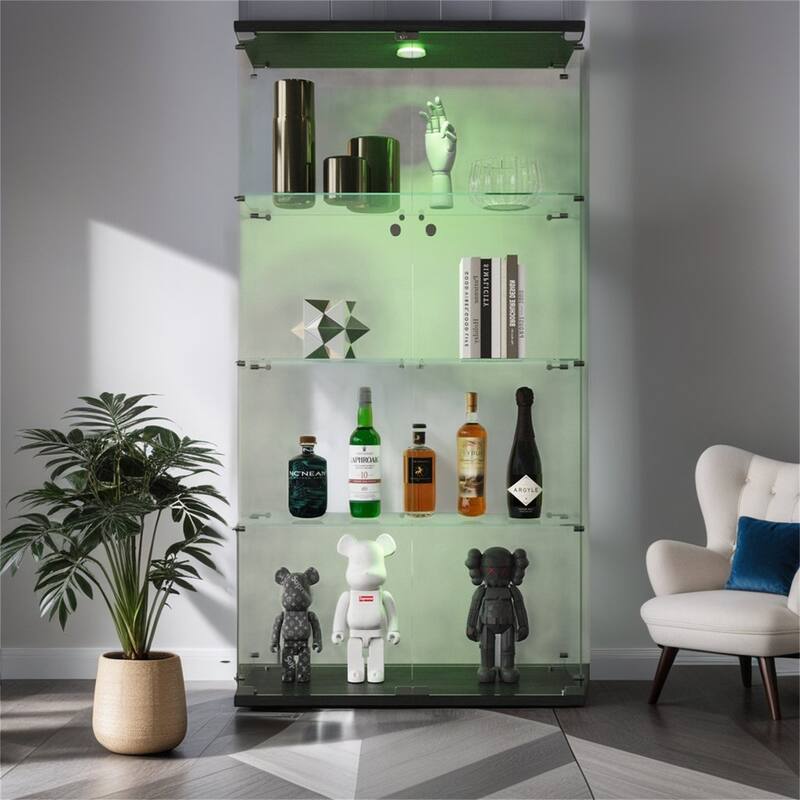 Lighted Two Door Glass Cabinet Glass Display Cabinet