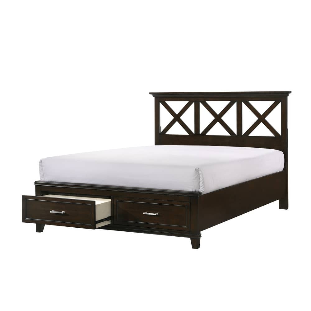 King Size Solid Wood Storage Bed with Transitional Style