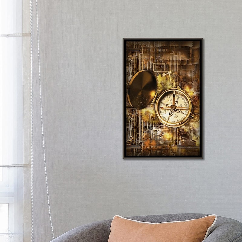 iCanvas "Compass Steampunk" by Durro Art Framed