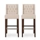 preview thumbnail 2 of 11, Bayliss Tufted Wingback Barstool (Set of 2) by Christopher Knight Home Beige + Espresso