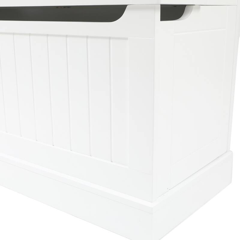 White MDF Wood Hall Tree with Storage Bench - 70.87" H x 37.8" W x 13.39" D