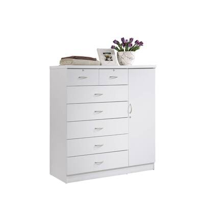 48.25" White Rectangular 7-Drawer Chest with Locks and Door