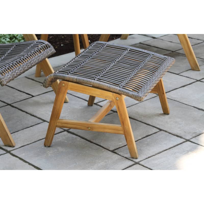 Samera Teak and Wicker Basket Ottoman, 2 pk