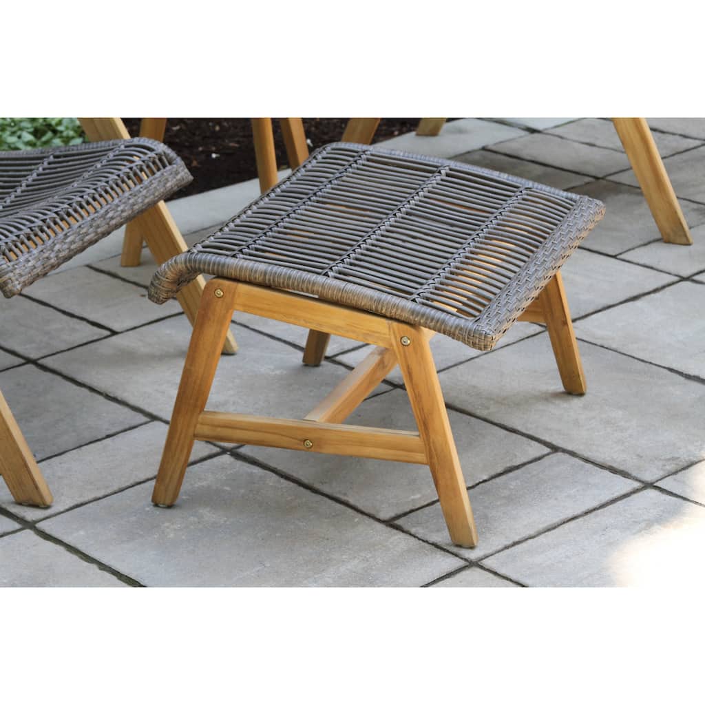 Samera Teak and Wicker Basket Ottoman, 2 pk