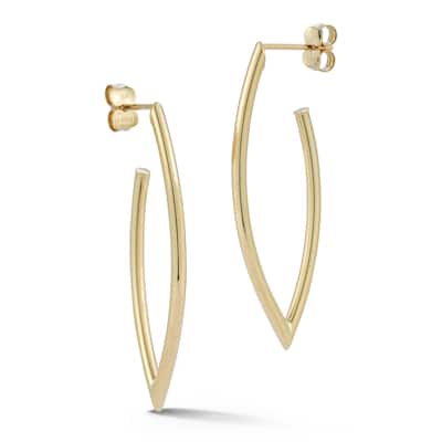 Soleil 14K Gold Marquise Shaped Hoop Earrings