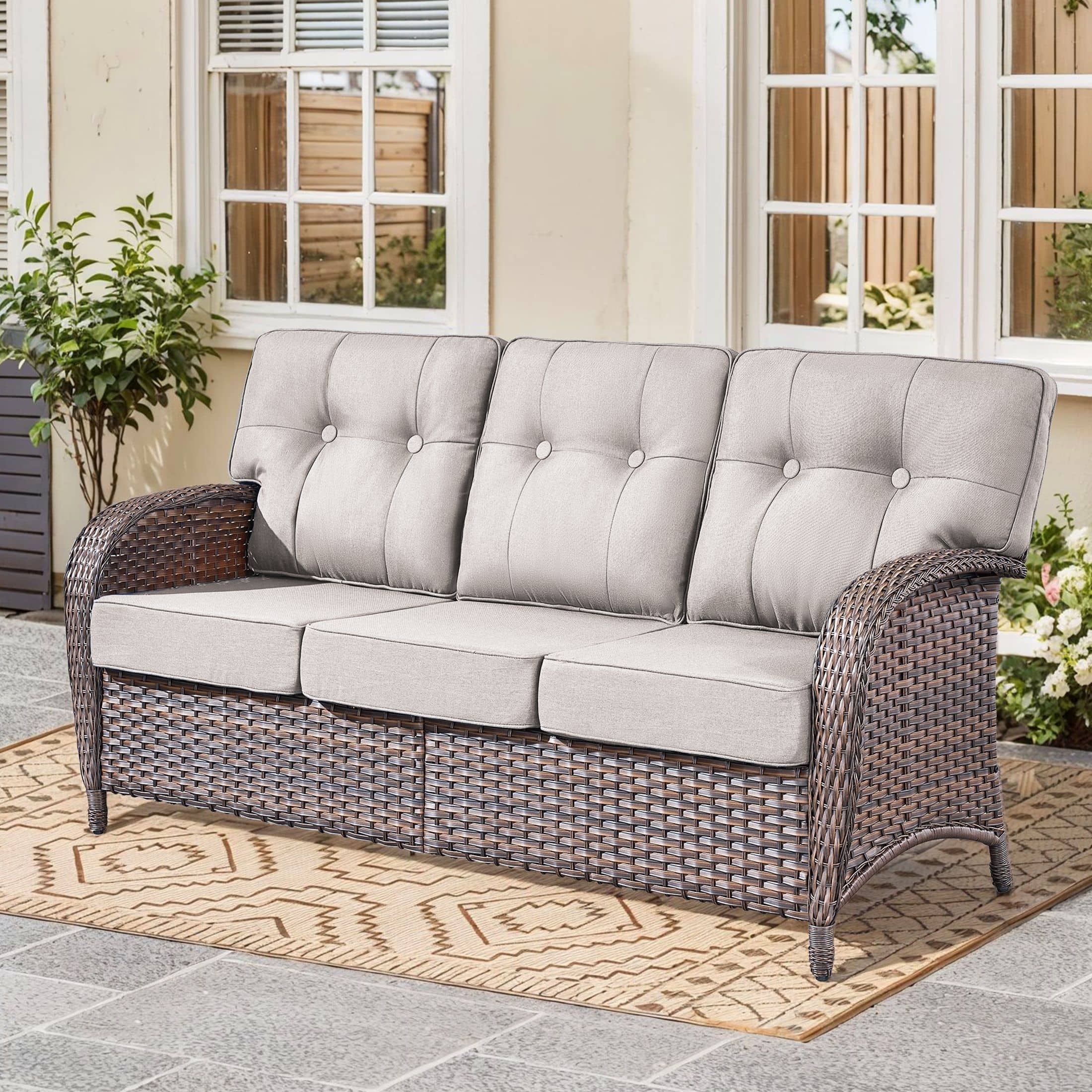 Option Brown Wicker & Beige cushion