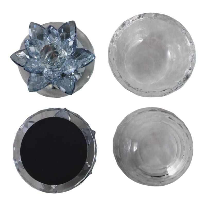 Glass Decorative Boxes Lotus Lids Textured Modern Style (Set of 2)