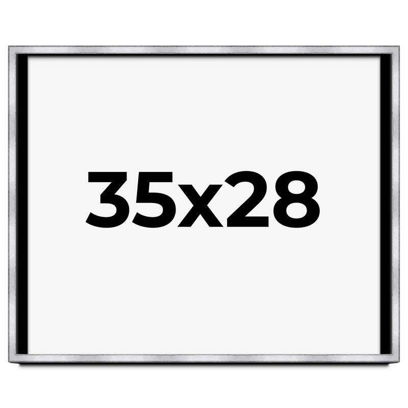 35x28 Shadow Box Frame Silver | 1.375 Inches Deep Real Wood