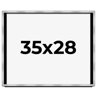 35x28 Shadow Box Frame Silver | 1.375 Inches Deep Real Wood