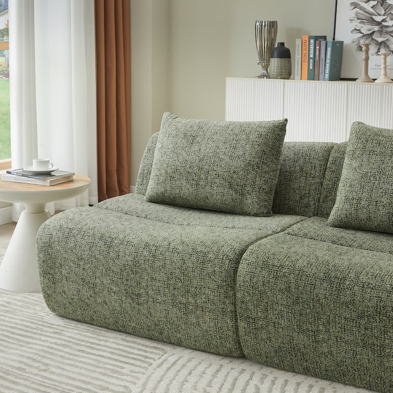 Oversized 3 Seater Compressed Sofa with Chenille Fabric, No Assembly, Space-Saving for Living Room, Apartment
