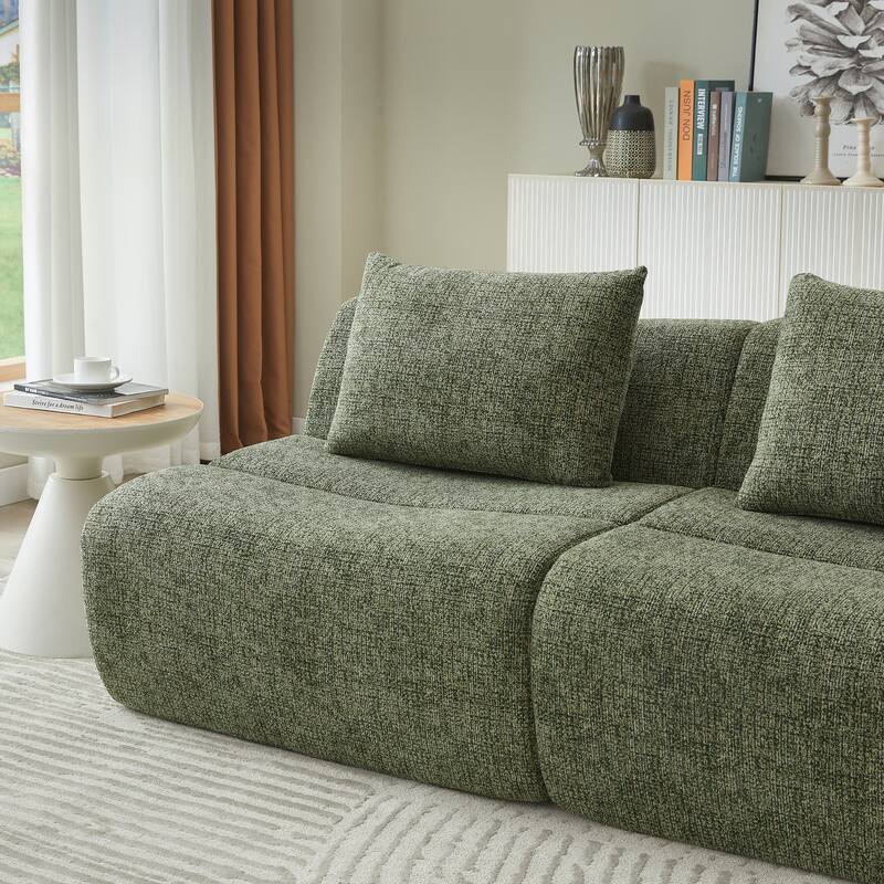 Roomfitters Modular 3 Seater Sofa, Oversized Chenille Upholstered Couch, Modern Space-Saving Sectional